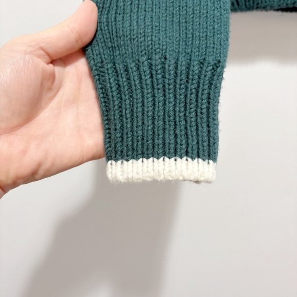 Faherty Cuddle Stripe Crew Sweater in Evergreen Stripes Size XS Oversized Preppy - Picture 10 of 15